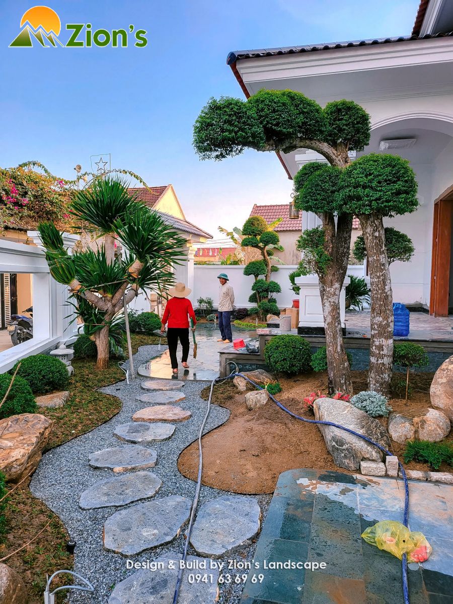 Thi công sân vườn tại Diễn Châu, Nghệ An - Zions Landscape